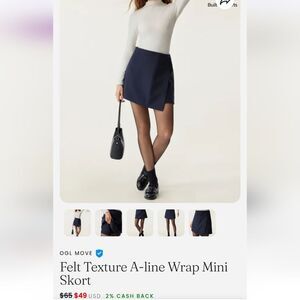 OGL Move Felt Texture A-line Wrap Mini Skort W/ XS Gray NWT Athleisure Skirt